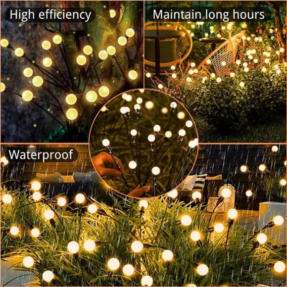 6 Pack Total 48 LED Solar Garden Lights Fairy Outdoor - Solar Firefly Lights - Picture 5 of 7
